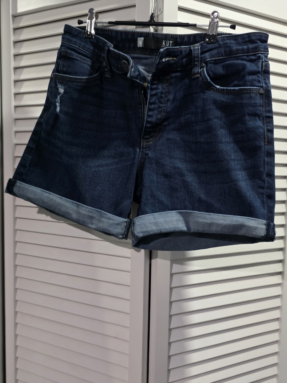 Kut from the Kloth Dark Blue Denim Roll-Cuff Women's Shorts